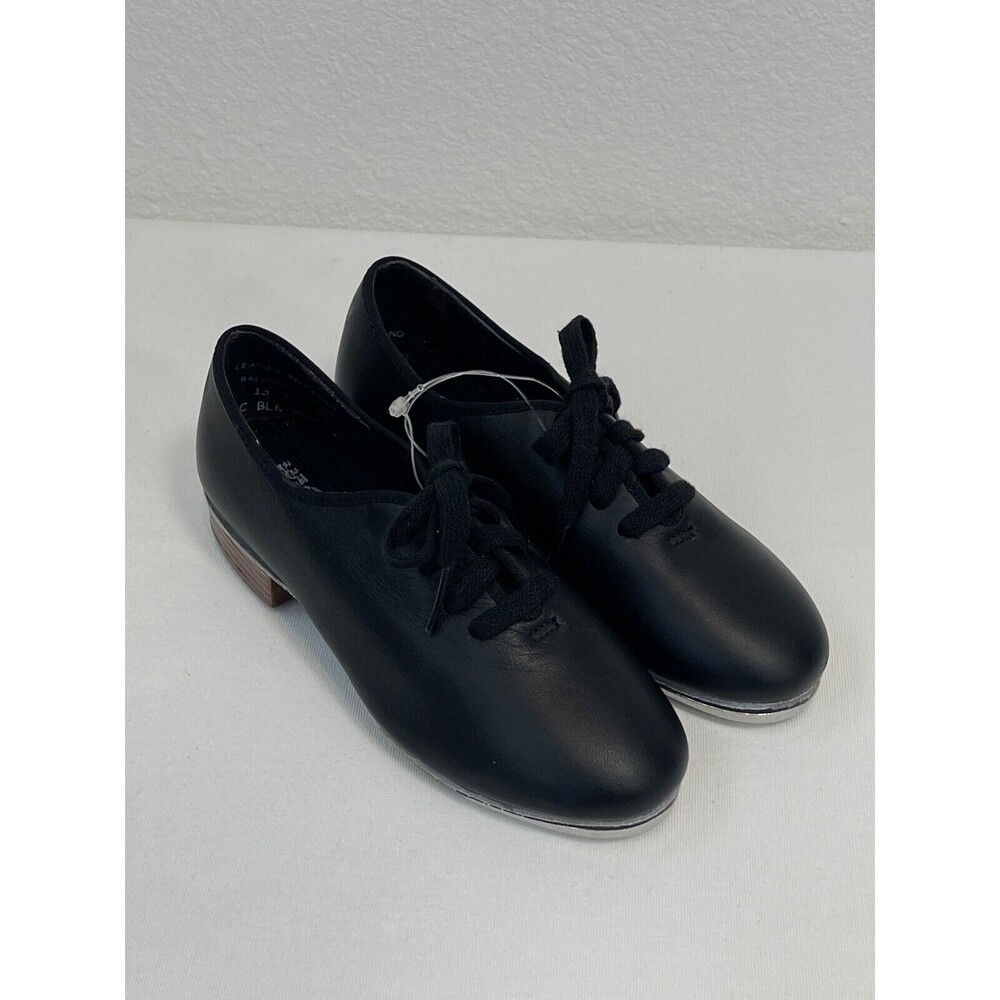 Capezio Tele Tone Tap Dance Shoes Black Leather Kid's Size 13 New